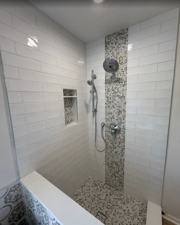 White Tile Shower Remodel